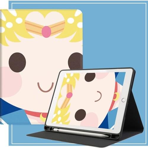 Cute Sailor Moon Cases For iPad 2 3 4 Mini 1 2 3 4 5 Air 1 2 10.5 Pro 9.7 10.5 2017 2018 New Soft Leather Filp Tablet PU Cover
