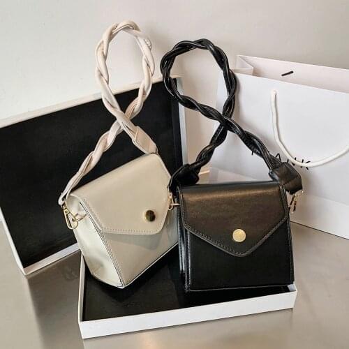 Fashion Women Solid Color Crossbody Bags PU Leather Braid Strap Square Female Daily Small Shoulder Messenger Bags