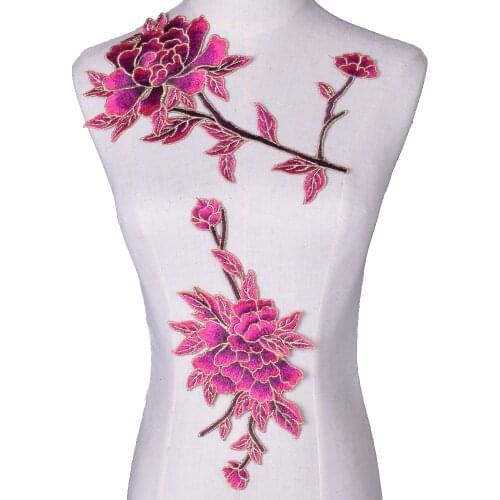 2Pcs Clothes PatchFor Jeans Badges Bag Sew On Embroidery Crafts Sticker Rose Flower Clothes Accessories Applique
