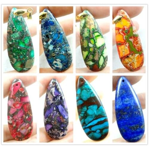Natural Stone Marine sedimentary Water droplets Quartz crystal mixed stone pendant for diy Jewelry making necklace Accessories