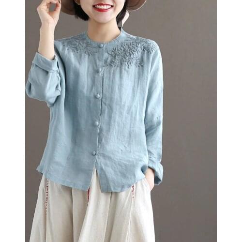 Nevettle Linen Blouses China