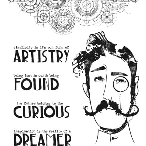 2021 New Retro Gentleman Pattern Clear Stamps For DIY Craft Making Word Curious Greeting Card Scrapbooking No Metal Cutting Dies