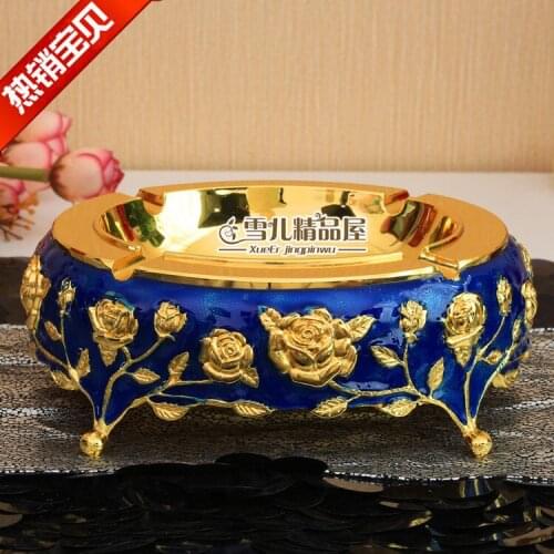 The new European fashion large blue gold alloy plated epoxy rose Home Furnishing bar ornaments housewarming elliptic personality