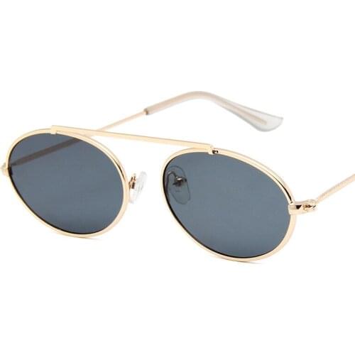 New fashion oval small frame sunglasses women personality metal street shooting sunglasses vintage single beam womens glasses