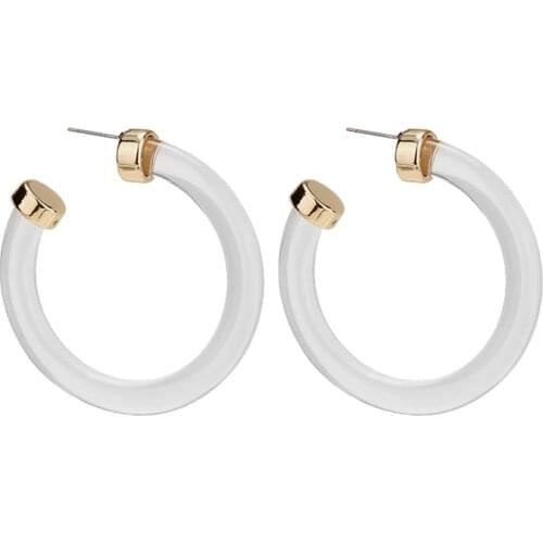 New Transparent Big Round Circle Hoop Earring For Women Charm Clear Acrylic Resin Geometric Statement Hoops Fashion Jewelry