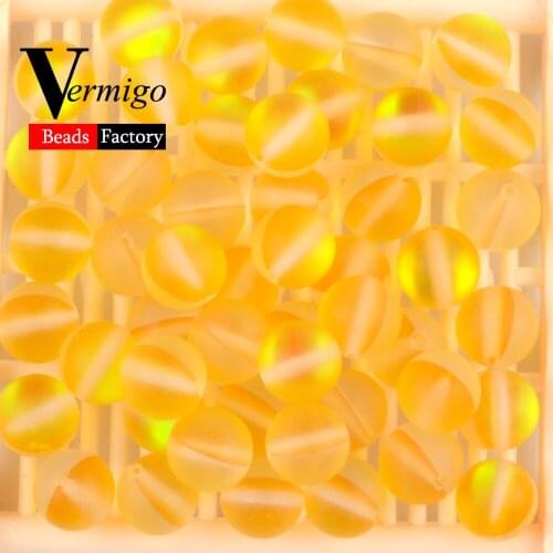 Wholesale Dull Polished Yellow Austrian Crystal Moonstone Beads Natural Stone Matte Beads For Jewelry Making Diy Bracelet