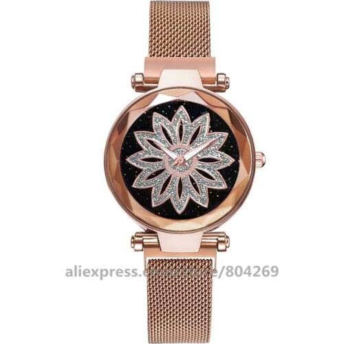Wholesale Fashion Women Wristwatch Rose Gold Case Flower Rhinestone Alloy Quartz Watch No Logo 9078