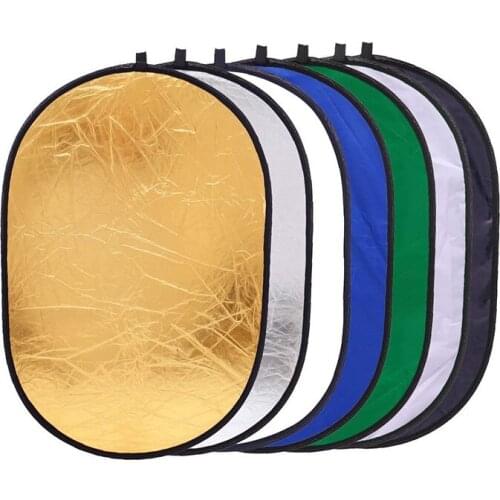 7 In 1 Photography Lighting Reflector Collapsible Oval Diffuser with Carrying Bag for Photo Shooting Portrait Studio Multi