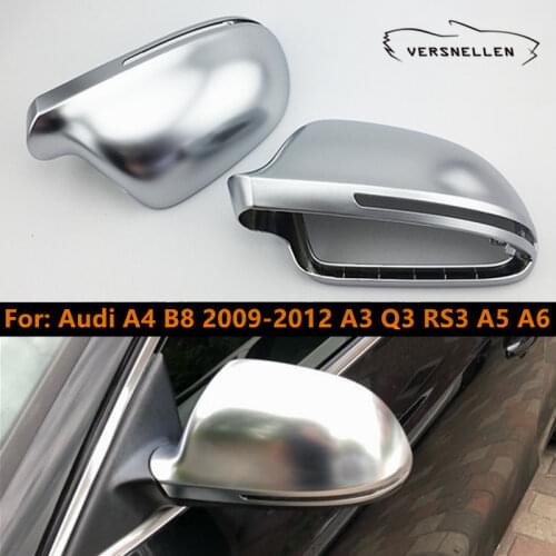 Pair A3 A4 B8 Mirror Covers Matte Chrome For Audi A4 B8 2009-2012 A3 A5 RS6 2009 Q3 RS3 A6 A8 S8 Side Door Mirror Caps Housing