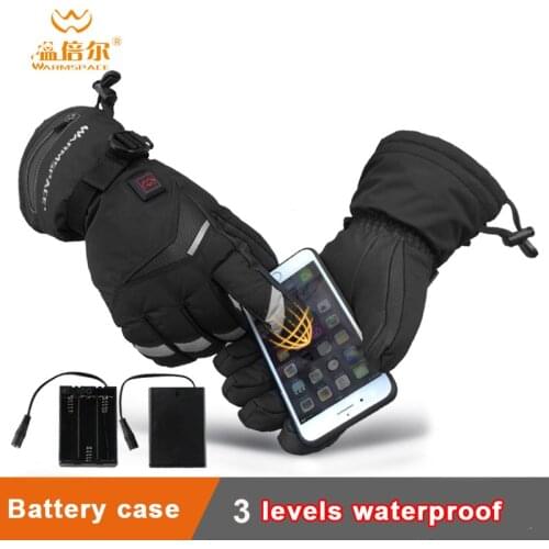 Warmspace Rechargeable Battery Heated Gloves, Full Fingers Heating Winter Gloves Men Women Windproof Waterproof Tactical Mittens