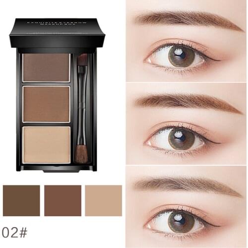 3 Color Eyebrow Powder Makeup Palette Natural Brown Eye Brow Enhancers 3D Eye Brows Shadow Beauty Kit with Brush TSLM2