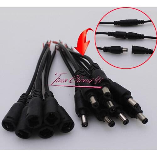15cm5.5x2.1mm DC connectors with locking buckle Female Male Plug Black Color