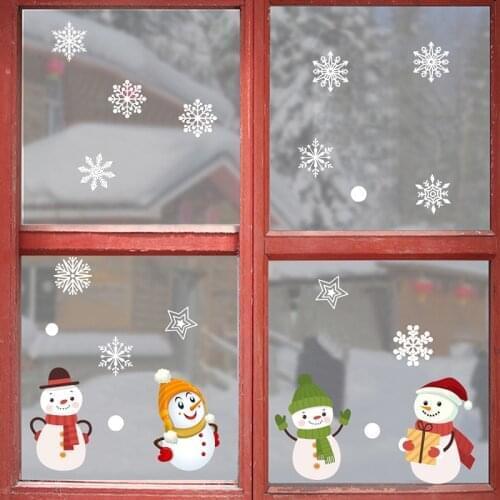 Christmas PVC Static Sticker Santa Elk Window Stickers Beautify Snowflake Wall Decals New Year Home Decor Art Decals