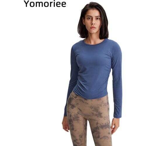 Long Sleeves Yoga Shirts For Women Gym Sport Workout Running Training Fitness Top Seamless Solid Color Loose Sportswear Yomoriee