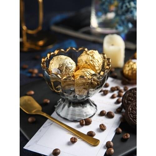 Glass Ice Cream Bowl Gold Rim European Style Glass Bowl Salad Bowl Fruit Bowl Glass Dessert Plate Cake Dishes And Plates Sets