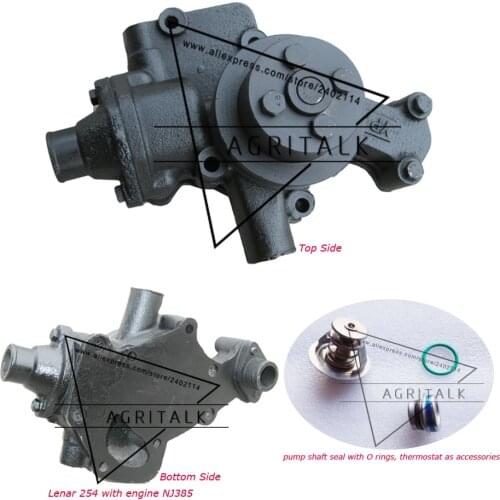 Water pump (thermostat included) for Fengshou Lenanr tractor FS250 / LE254 / LE274 with engine NJ380 / NJ385 / IL316DI-DAF