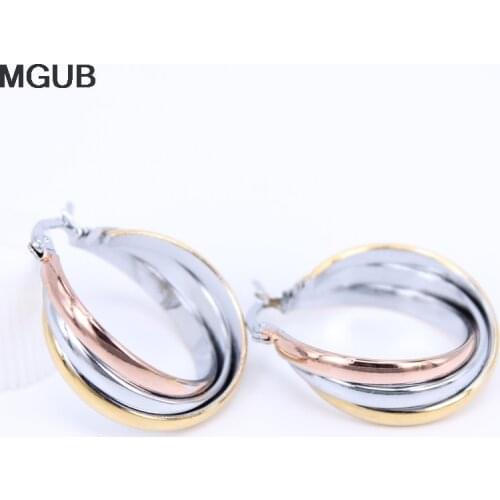Top Quality smooth Two styles Stainless Steel Hoop Earrings Big Circle Fashion Jewelry for Women Gold Color Earrings LH701