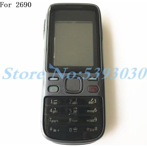 Top Quality Full Housing For Nokia 2690 Housing Front Faceplate Frame Cover Case+Back cover/battery door cover+Keypad+Logo