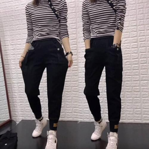 Women Pants Single/Pants Womens Autumn and Winter Loose Overalls Sweatpants Casual Harem Pantalones De Mujer