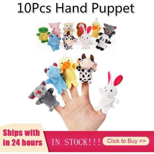 10pcs/set Cartoon Animal Finger Puppet Baby Plush Toys For Children Lovely Kids Plush Toys Baby Favor Dolls Hand Puppet