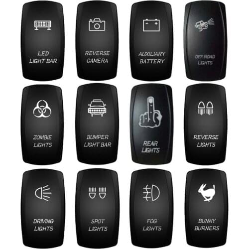 12V 24V Marine Switch Car Boat Rocker Switch Truck SPST Blue Switch Waterproof 5Pin ON-OFF Switch for Automotive Car Marine Boat