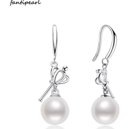 2021 summer new jewelry 925 sterling silver pearl ear hook 6.5-7mm white freshwater pearl tassel earrings