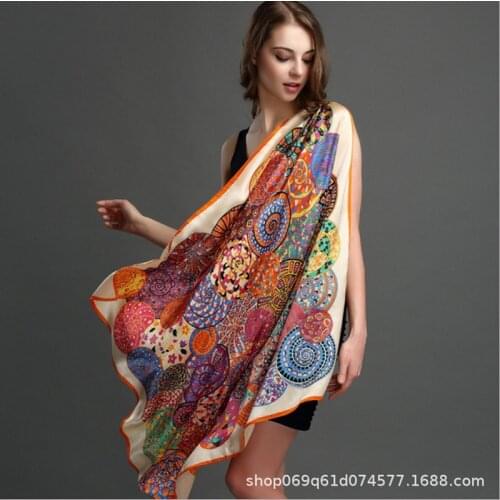 2021 Women Silk Winter Scarf Luxury Design Print Lady Beach Shawl Scarves Fashion Smooth Foulard Female Hijab