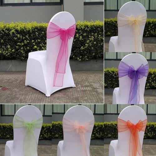 25PC/Set Wedding Organza Chair Back Sashes Bow Knot For Banquet Birthday Party Decoration Home Textile Chair Cover Decoration
