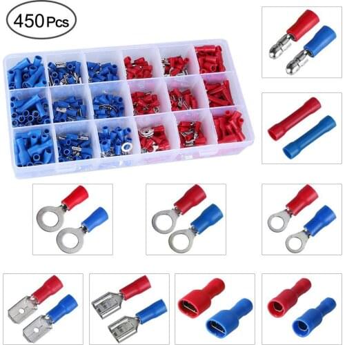 Free Shipping this year 2020, Assorted Insulated Fork U-type Set Terminals Connectors Kit Electrical Crimp Spade Ring Mixed Lug