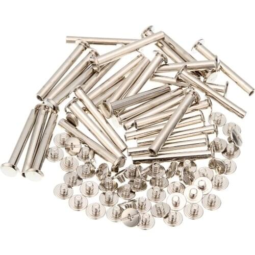 50pcs M5x38mm Iron-nickel-plated screw books Fingertight Picture books screw rivets albums butt recipes leaflet nail M5Hardware
