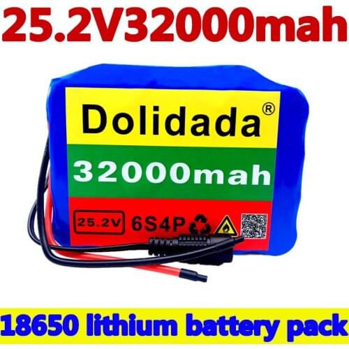 6s4p 24V 32Ah 18650 Battery Pack Lithium Ion Battery 25.2V 32000mAh Bicycle Moped Power Tools Battery pack with BMS