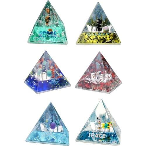 Acrylic Astronaut Pyramid Quicksand Floating Pen Case Home Office Desk Decor