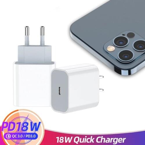Quick Charge 4.0 3.0 Charger 18W USB Type C Fast Charging for iPhone 12 11 X XS Max Xiaomi Mi 10t 9 Phone PD Adapter USB C Cable