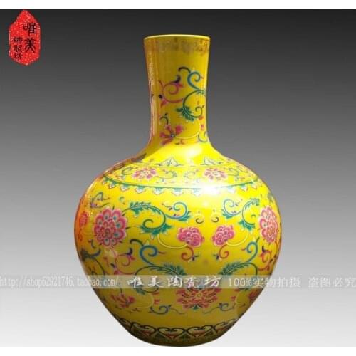 Jingdezhen ceramic vase pastels, bottle Large bush-rope floor vase home decoration