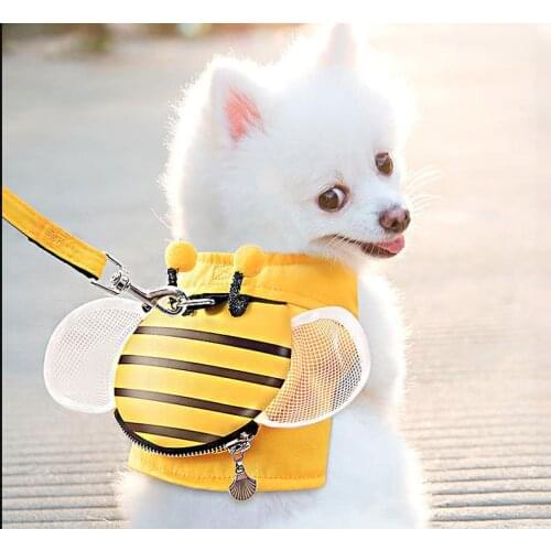 Cat and Small Dog Harness and Leash Set Pet Cat bee vest-style Harness Leash For Small Puppy Dogs Chihuahua Yorkies Pug