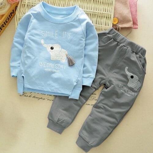 Toddler Baby Boys Girls Clothing Set Kids Clothing Cartoon Elephant Cotton Winter Children Clothes T-Shirt+Pants Clothing Set