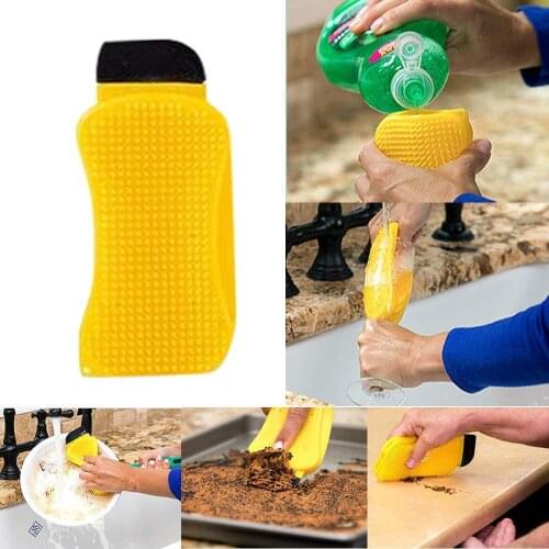 3-in-1 Kitchen Kitchen Cleaning Brush Multifunctional Silicone Dishwashing Brush Scrubbing Scouring Pad Pot Cleaning Brush