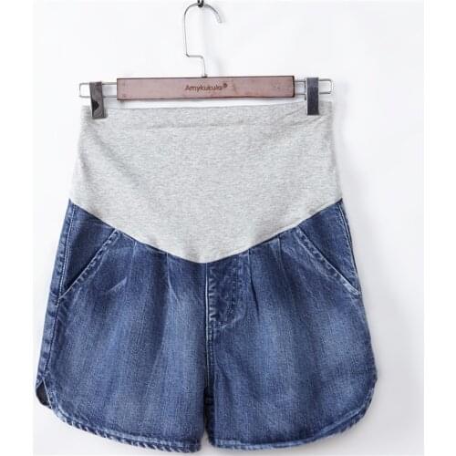 Summer Pregnant Women Denim Blue Pants Maternity Outwear Nuring Belly Shorts Casual Elastic Waist Jeans For Pregnancy Clothing