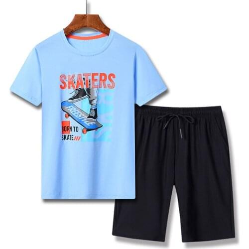 Boys Summer Ice Silk Cool T Shirt +Shorts 2Pcs Clothing Set Teens Breathable Home Wear Kids Children Outdoor Sports Tracksuit