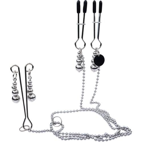3-Head Metal Nipple Clamps With Chain Clitoris Clips Flirting Teasing Sex Toys BDSM Slave Bondage Exotic Accessories Adult Games