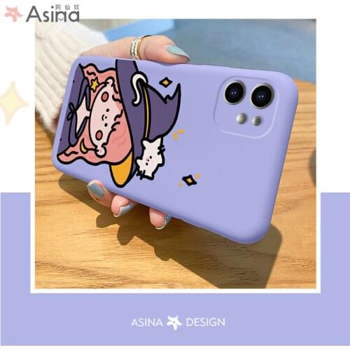 ASINA Cute Anime Case For iPhone 11 12 Pro Max Soft Liquid Silicone Cover For iPhone Xs Max Cases Couple 6 7 8 Plus Funda Girl