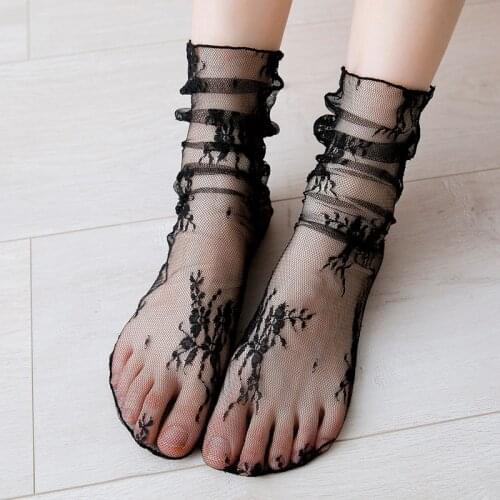 Fashion Harajuku Retro Vintage Women Socks Female Sexy Lace Mesh Transparent Short Socks Japanese Kawaii Girls Cute Ankle Socks