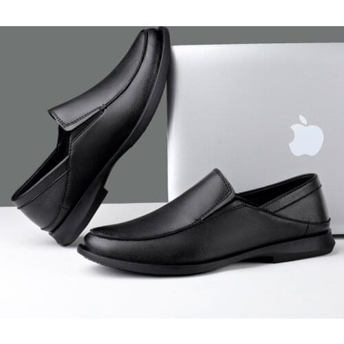 New Classic Mens Loafers Genuine Leather Casual Shoes Men Soft Slip on Black Flats Male Business Hollow Breathable Dress Shoes