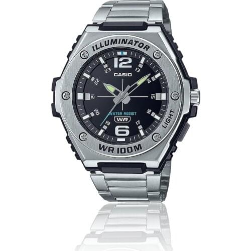 Casio Mens sports watch MWA-100HD-1AV LED light 100m WR strap steel