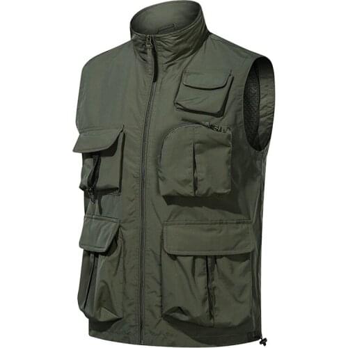 Mens Lightweight Softshell Multiple Pockets Vest Windproof Sleeveless Jacket for Travel Hiking Running Golf Fishing Safari Vest