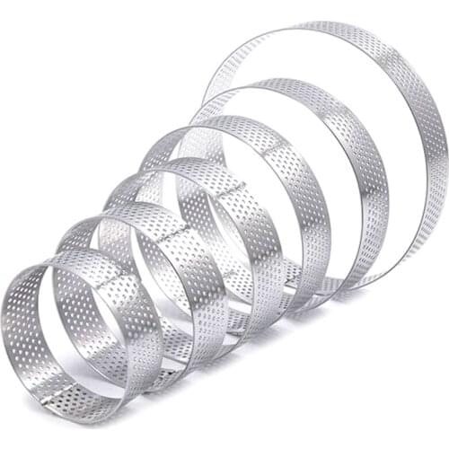 6 Pack Perforated Tart Rings Set,Stainless Steel Heat-Resistant Cake Mousse Ring Pie Mousse Mold for Pastry Cake