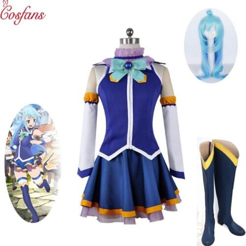 NEW Gods Blessing on this Wonderful World Aqua Tops Dress Uniform Outfit Anime Cosplay Costumes and wigs Halloween Costume new