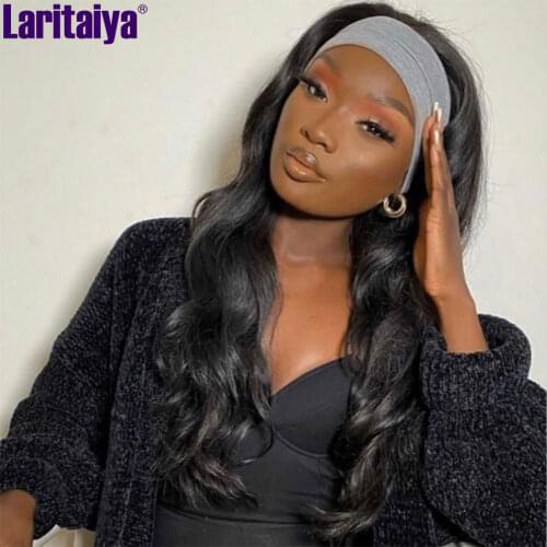 Laritaiya Headband Wigs 100% Human Hair Body Wave For Ladies Peruvian Virgin Hair Natural Body Flip Hair Wig With Headband