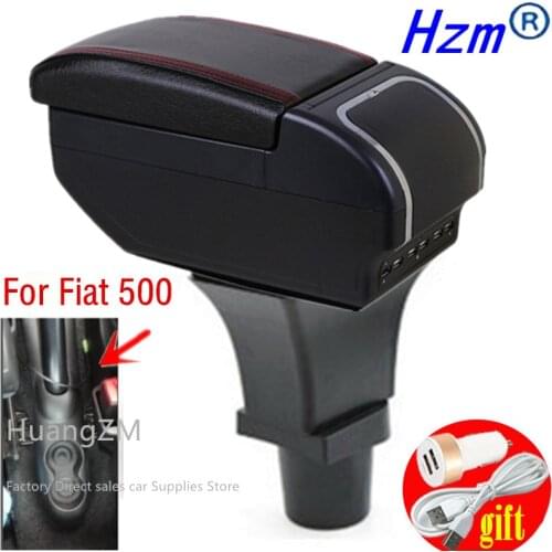 For Fiat 500 Armrest Box Central Store Content Storage Box with Cup Holder Ashtray USB Interface