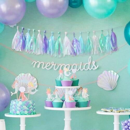 Mermaid Party Summer Party 1th 2nd 3rd Birthday Party Hawaii Party Tassels Decor Colourful Garland for Home Kids Favor Decor